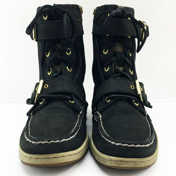 Sperry Top-Sider Black Huntley Buckle Side Zip Deck Ankle Boots - Women's 8 M - Picture 3 of 9